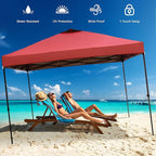 GDY 12x12 Pop Up Canopy Tent with 4 Sidewalls, Easy Set up with One Push Lift Gazebo with Wheel Bag and4 Sandbags,Carpas for Events, Parties,Camping, Red.