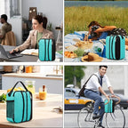 BEIMILY Lunch Box for Men Women Adults,Small Insulated Lunch Bag for Office Work Picnic,Reusable Portable Lunchbox,Soft Cooler Tote Bag(Light blue green)