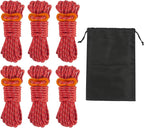 16.4ft 6 Pack 4mm Guy Lines Ultralight Tent Cords with Aluminum Adjuster Tensioner Outdoor Camping Guylines Ropes for Tent Tarp,Climbing,Hiking Backpacking (Red)