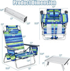 Giantex Folding Beach Chair, Patio Sling Chairs with 5 Adjustable Position, Head Pillow, Storage Bag, Towel Bar, Cup Holders, Backpack Chairs for Sunbathing, Camping Chair