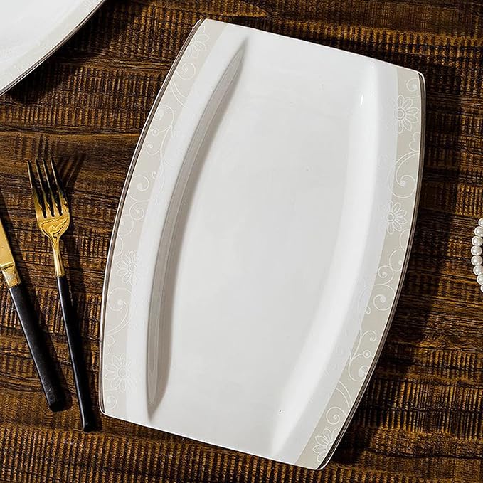 Milky White Porcelain Tableware Set Home Simplicity Combination Tableware Set of Bowls Dessert Plates Soup Plates Dinner Plates 70 Piece Set