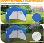 COBIZI 10x10 Pop Up Canopy Commercial Heavy Duty Instant Canopy with 4 Sidewalls, UV 50+ Silver Coated Waterproof Vendor Tent, Portable Shelter with Carry Bag, Event Tent for Parties Patio, Blue