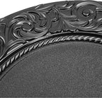 DYRABREST 100 Pcs 13 Inch Black Charger Plates, Bulk PP Wedding Chargers with Floral Reef Design Decorative Round Ruffled Rim Dinner Plates for Wedding Party Event Table Setting Decoration