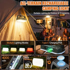 Camping Light,Rechargeable Portable LED Magnetic Spotlight Waterproof Magnetic Work Light,Cordless Battery Powered Flood Lights for Hiking,Fishing,Tent,Outdoor,Job Site,Car Repair,Garage (1pcs)