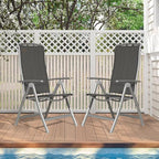 Domi Patio 2-Pack Folding Lounge Chairs - Adjustable Reclining Outdoor Chairs with Aluminum Frame & Textilene Seat for Patio, Pool, Beach, Camping