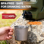 Camping Water Jug, 5 Gallon Water Container with Spigot BPA Free Portable Military Green Emergency Water Tank Outdoor Camping Essentials