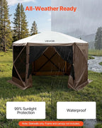 VEVOR 12x12ft Pop Up Gazebo Sidewalls with Window, 3 Solid Waterproof Panels, UV Protection, Wind & Sun Privacy Walls for Outdoor Events, Compatible with Clam, Escape & COBIZI Gazebo Screen Shelters