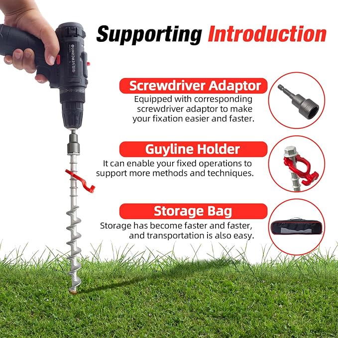 18 Pcs 12" Aluminum Ground Anchors, Tent Stakes Heavy Duty for Swing Set Anchors Screw in Kit for Tents, Canopies, Sheds,Amusement Facilities,Swing Sets Outdoor