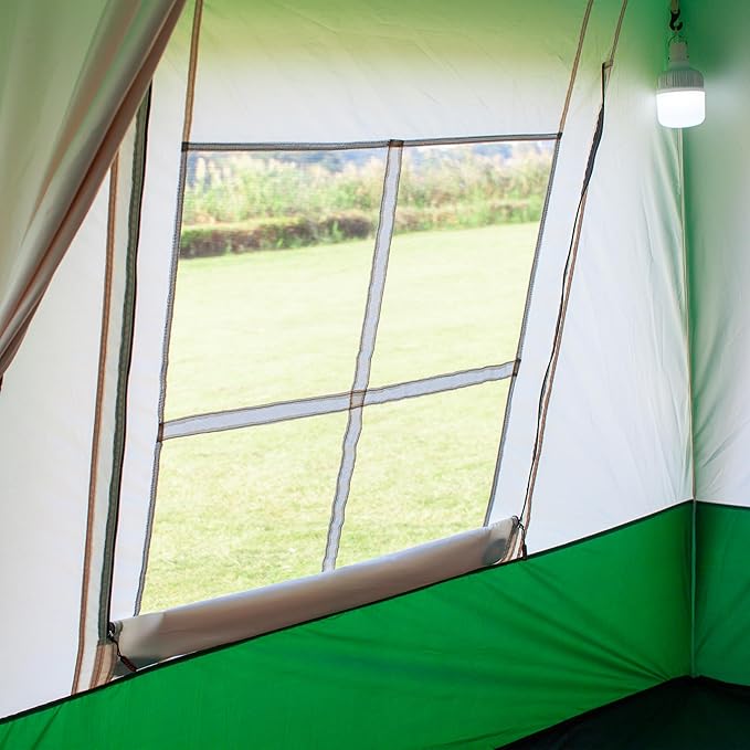 KTT Large Tent 8-10-12 Person,Family Cabin Tents,2 Rooms,2 Doors and 4 Windows with Mesh,Straight Wall,Waterproof,Double Layer,Big Tents for Outdoor,Picnic,Camping,Family Gathering