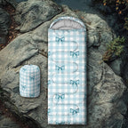 Colorful Bow Sleeping Bag, 3 Season Warm Cool Weather, Hand Drawn Bow Camping Sleeping Bag for Adult, Cute Bowknot Camping Backpacking for Outdoor Traveling Hiking Hunting Gear Equipment