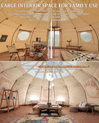 TOMOUNT Canvas Tent with Rainfly with Stove Jack Bell Tent Yurt Glamping Tent with TPU Transparent Roof for Family Camping