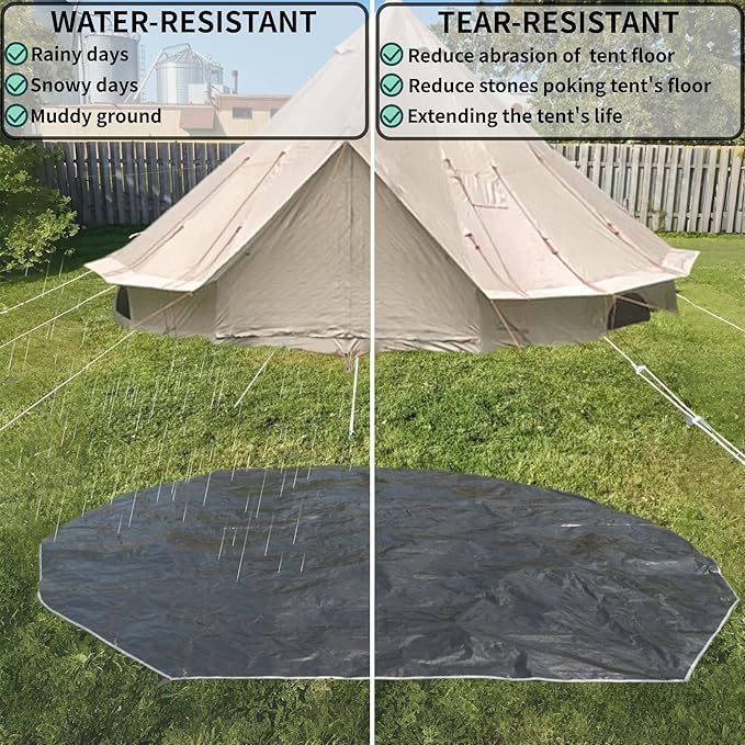 DANCHEL OUTDOOR B2A Portable Bell Tent No Center Pole, 4 Season Yurt with Stove Jack Spacious Interior for 4/8 Person Camping Hiking Glamping 300D Oxford Nylon,13ft/16.4ft Khaki