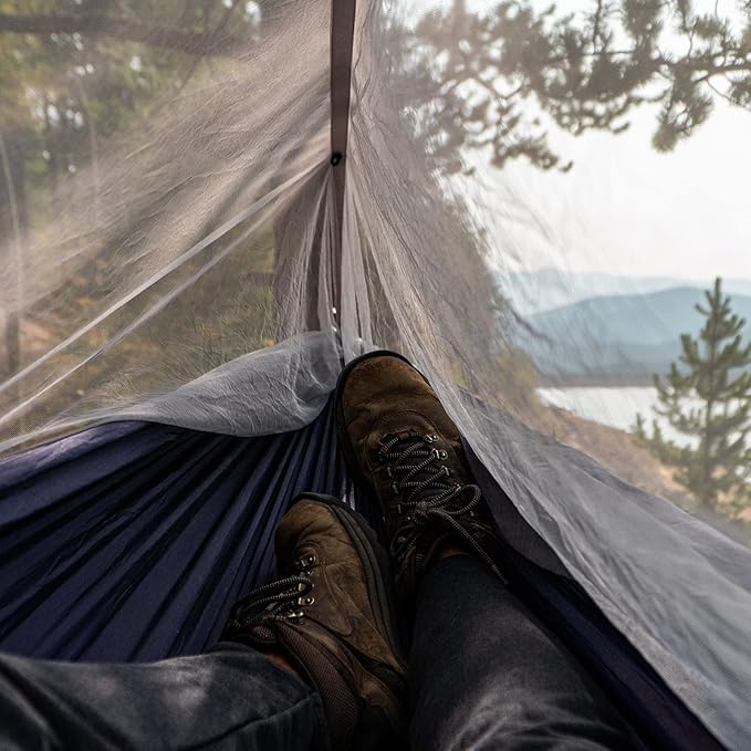 Sunyear Hammock Camping with Rain Fly Tarp and Net, Portable Camping Hammock Double Tree Hammock Outdoor Indoor Backpacking Travel & Survival, 2 Tree Straps,100% Waterproof