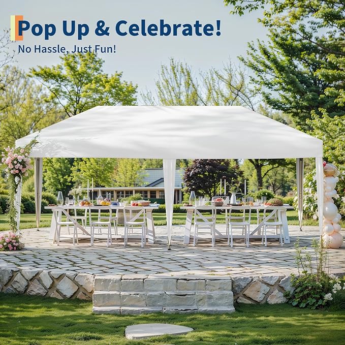 Garvee 10x10 Pop Up Canopy Tent, Heavy Duty Commercial Instant Shelter with One-Person Setup, UPF 50+ Waterproof, 100 Sq Ft Shade for Outdoor Events, Camping, Farmers Market