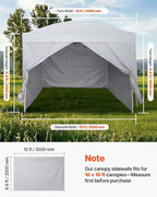 VEVOR Canopy Sidewalls, Fit for 10 x 10 ft Pop Up Canopy Tent, Tent Side Walls w/Waterproof Sunlight Protection Layer for Outdoor Event Tents, Vendor Booth, Camping (3 Sidewalls + 1 Door Curain Only)