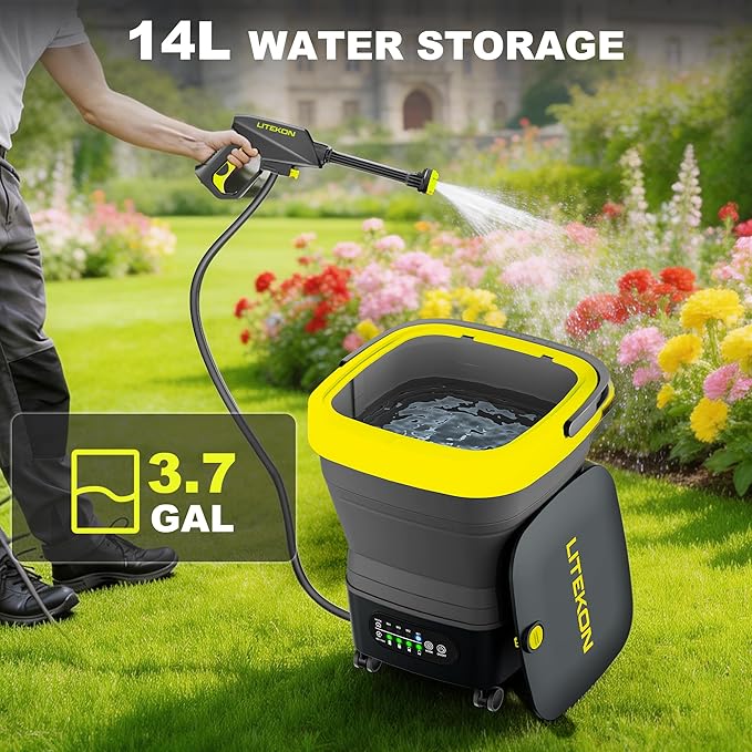 Portable Cordless Pressure Washer, Max 750PSI,2x5.0Ah Battery, 4 Adjustable Pressure Electric with 4.5Gal Tank 10FT Hose, 6-in-1 Nozzle for Car Washer,Patio,Camping
