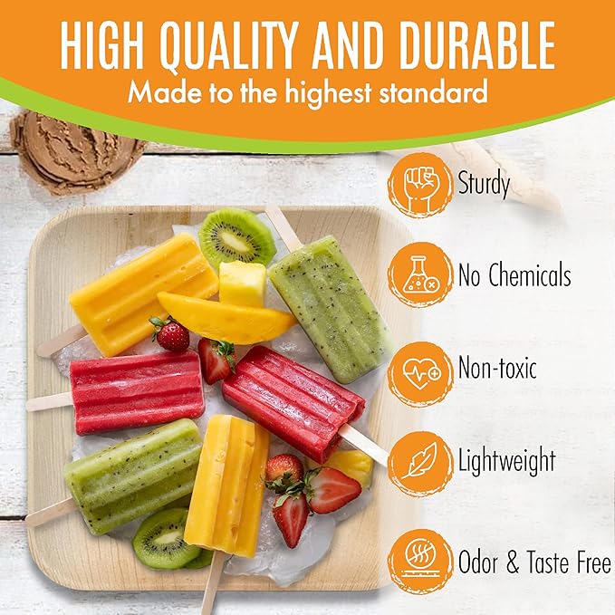 Raj Palm Leaf Plates [200-Pack] 10" Square Plates like Bamboo plates Disposable, Strong, Decorative Compostable Tableware for wedding, Lunch, Dinner, Birthday, Camping, Outdoor BBQ, Picnic…