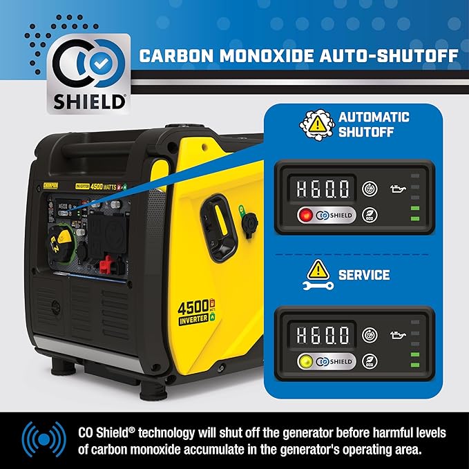 Champion Power Equipment 4500-Watt Electric Start Dual Fuel RV Ready Portable Inverter Generator with Quiet Technology and CO Shield