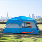KTT Extra Large Tent 10-12-14 Person(B),Family Cabin Tents,2 Rooms,3 Doors and 3 Windows with Mesh,Straight Wall,Waterproof,Double Layer,Big Tent for Outdoor,Picnic,Camping,Family Gathering