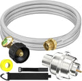 10FT Stainless Braided Propane Adapter Hose with Gauge, Adapter Hose with QCC1/Type1 Adapter Connect 20-45 lb Propane Tank (10FT Extension Hose/Propane Fuel Filter) for Heater and gas appliances