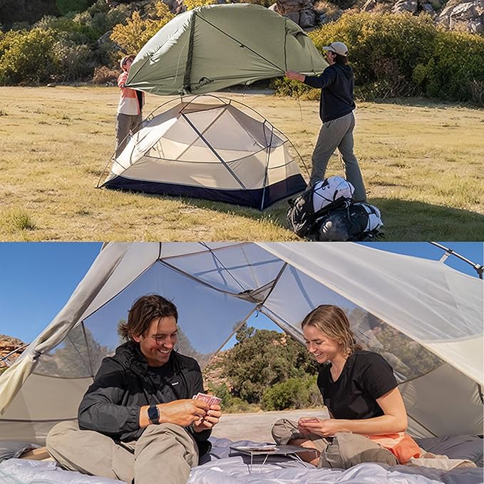 Naturehike 2025 Mongar Pro/Base Camping Tent, 1-3 Person Ultralight Backpacking Tent, 20D Nylon 3 Season Waterproof Mongar 2 Person Hiking Tent for Backpacker, Trip, Solo Camping