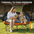 Double Camping Chair Oversized Padded Camping Chairs for Adults Folding Loveseat with Cup Holders and Side Pockets Heavy Duty Outdoor Lawn Chairs for Camping,Sports, Fishing,Beach,Black