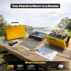 Ranger Portable Charcoal Grill – Compact Lunchbox‑Style Folding BBQ for Camping, Beach & Tailgating | Dual‑Zone Heating, Stainless Steel Body, Quick Setup, Includes Tong & Cleaning Brush