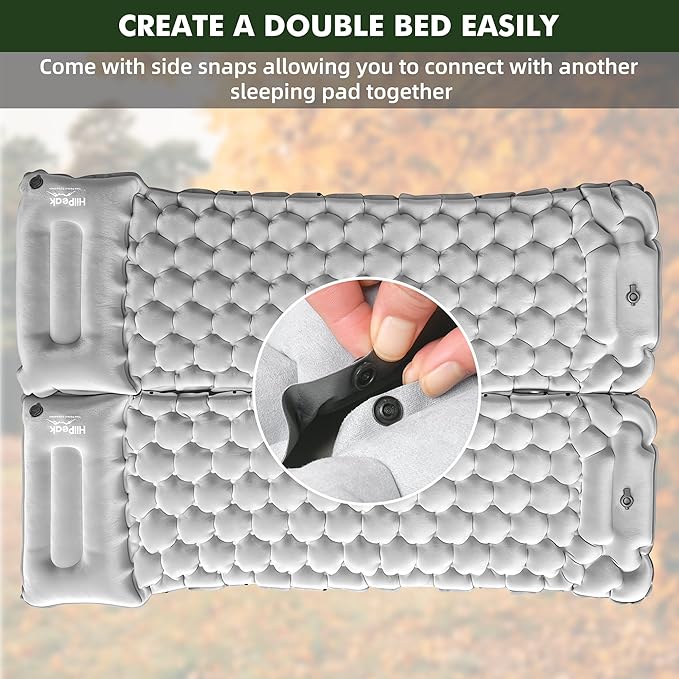 HiiPeak Camping Sleeping Pad, Ultralight Camping Mat with Pillow, Built-in Foot Pump Inflatable Sleeping Pads Compact for Camping Backpacking Hiking Traveling Tent
