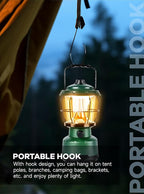 LED Camping Lantern, 2500LM Dimmable Vintage Rechargeable Lantern, Water Resistant Portable Emergency Lights for Camping, Home Power Outage, Hurricane, Hiking