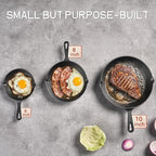 WANGYUANJI Cast Iron Skillet Set - 3-Piece (6/8/10 Inch) Uncoated Raw Iron Frying Pans - Traditional Heavy Duty Cookware for Oven, Grill, Campfire - Requires Seasoning for Natural Non-Stick