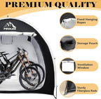 PROLEE Bike Shed 6.6FT, Waterproof Oxford Fabric Storage Tent for 2 Bikes, Outdoor Storage with Window Design, Black