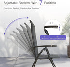 Domi Folding Patio Chairs Set of 2, Aluminium Frame Reclining Sling Lawn Chairs with Adjustable High Backrest, Patio Dining Chairs for Outdoor,Porch,Balcony (Double-Layered Textilene Fabric)