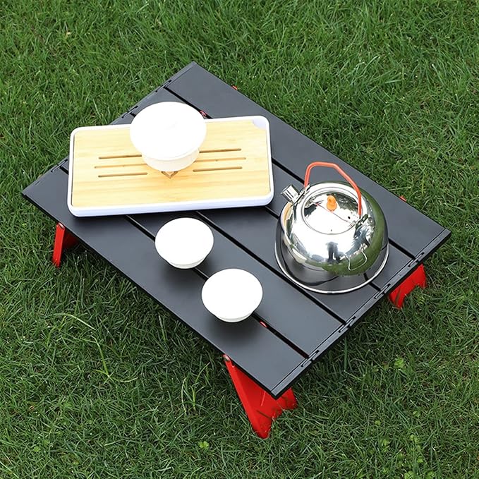 Camp Table Portable Folding Camping Table Foldable Aluminum Alloy Outdoor Dinner Desk Furniture Mini Picnic BBQ Tours Tableware (Color : Mini Silver)