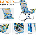 VINGLI Tall Beach Chair 2 Pack Lightweight, Backpack Beach Chair for Adults with 5-Position, Cooler Bag, Cup Holders, Towel Bar, Lightweight Folding Beach Camping Chairs