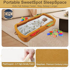 Toddler Travel Bed Sandwich Style - Portable Toddlers Floor Beds, Foldable Soft Foam Travel Crib for Baby and Kid, Washable Cover Toddler Cot with Safety Rail for Travel, Home/Travel Sleep