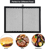 Lineslife Swivel Campfire Grill Grate, Adjustable Heavy Duty Steel Fire Pit Grill Grate Over Fire Pit, Open Fire Grill with Carrying Bag for Outdoor Cooking Camping, Rectangle Black
