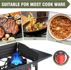 Bestfire 150,000 BTU 2 Burner Propane Camping Stove with Auto Ignition, Windpanel & Free Work Gloves, Portable Outdoor Gas Cooker with Removable Legs, Side Shelves & Carry Bag for Camping, BBQ