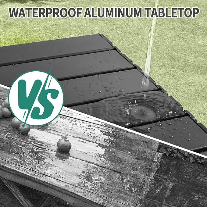 Small Camping Table, Ultralight Aluminum Folding Table with Carrying Bag, Portable & Lightweight Camping Side Table for Outdoor Camping, Picnic, Beach and Fishing, Black