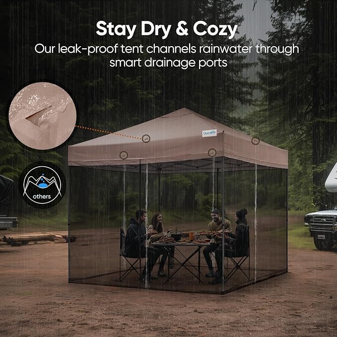Quictent 10x10 Pop Up Screened Canopy Tent, Instant Setup for 1 Person with Netting, Portable & Compact, Waterproof & UV Protection, Ideal for Camping, Beach, Parties, and Outdoor Events