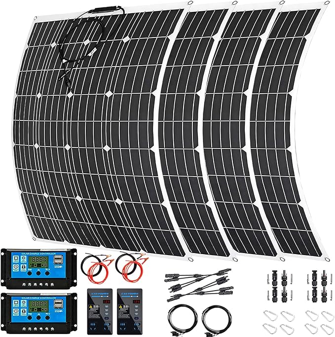 1600 Watt Solar Panel Kit, 4×400 Watt Flexible Solar Power Panel Photovoltaic Module with 40A Solar Charge Controller & Inverter Monocrystalline Solar Panel for Camping Off Grid Battery Charging Boat