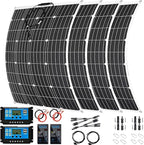1600 Watt Solar Panel Kit, 4×400 Watt Flexible Solar Power Panel Photovoltaic Module with 40A Solar Charge Controller & Inverter Monocrystalline Solar Panel for Camping Off Grid Battery Charging Boat