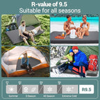Elegear CumbreX™ Self Inflating Sleeping Pad, Built-in Electric Pump 3.15" Ultra-Thick Memory Foam Camping Mattress Pad with Pillow Double Sleeping Pad for Camping R-value 9.5 Foam Camp Pad for Travel