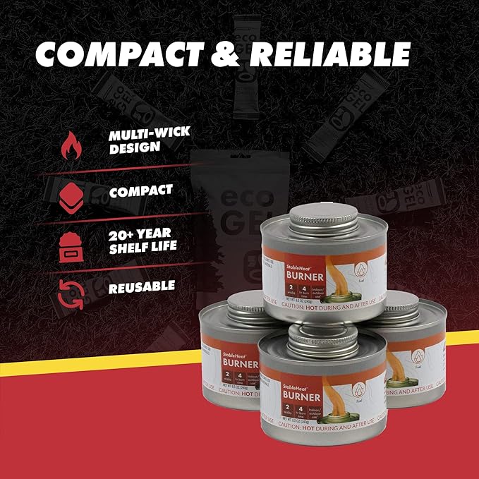 New & Improved! Emergency Cooking Fuel Premium Storage Set, 20+ Year Shelf Life | Available in 4 Cans, 12 Cans, or 24 Can Packs