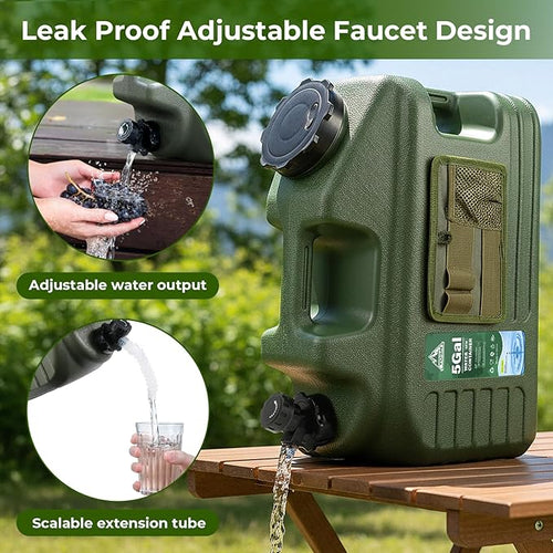 5 Gallon Water Jug, Camping Water Container, BPA Free Portable Water Dispenser with Spigot, Leak-Proof Large Camping Water Jug for Emergency Storage,Outdoor,Hiking