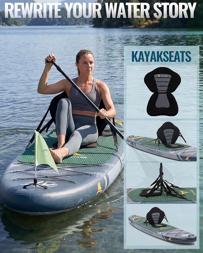 10'6''x33''Inflatable Stand Up Paddle Board, 400lbs Extra Wide Blow Up Paddle Board with Kayak Seat, Premium SUP Accessories Kit & Backpack, Non-Slip Stable Deck Boat for Yoga Fishing Surf