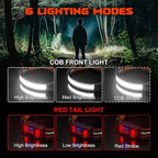 Rechargeable Headlamp, 230°Wide-Angle 1000 Lumens Headlamp Flashlight with Red Taillight 3 Light Modes Lightweight LED Head Lamp Adjustable Waterproof Head Light for Running Cycling (Black(2-Pack))