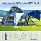 ABORON SUV Tent, 4/6 Person Waterproof SUV Camping Tent, Easy Setup Car Tent with Rainfly & Awning for Family Outdoor Adventures