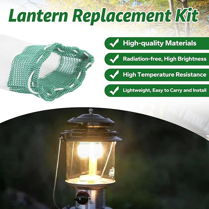 10-Pack Propane Lantern Mantles & 3000005094 Pump Cup Replacement Kit for Coleman Outdoor Camping Fueled Lighting