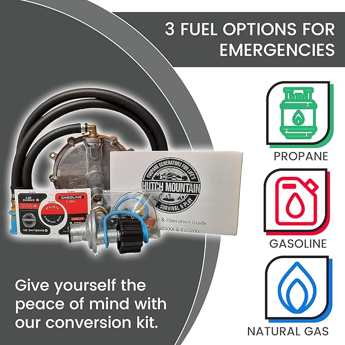 Hutch Mountain Generator Propane Conversion Kit Honda EU2200i- Tri-Fuel Conversion for Propane, Gasoline & Natural Gas - Portable Generator Backup Kit for Home Emergencies, Camping, and RVs