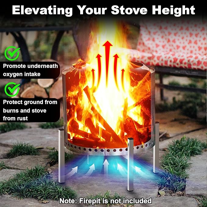 Firepit Stand, 19.5" Stainless Steel Stand for Solo Stove Bonfire and Other 19.5 in Firepit, Fire Pit Accessory, Camping Outdoor Fireplace Tools
